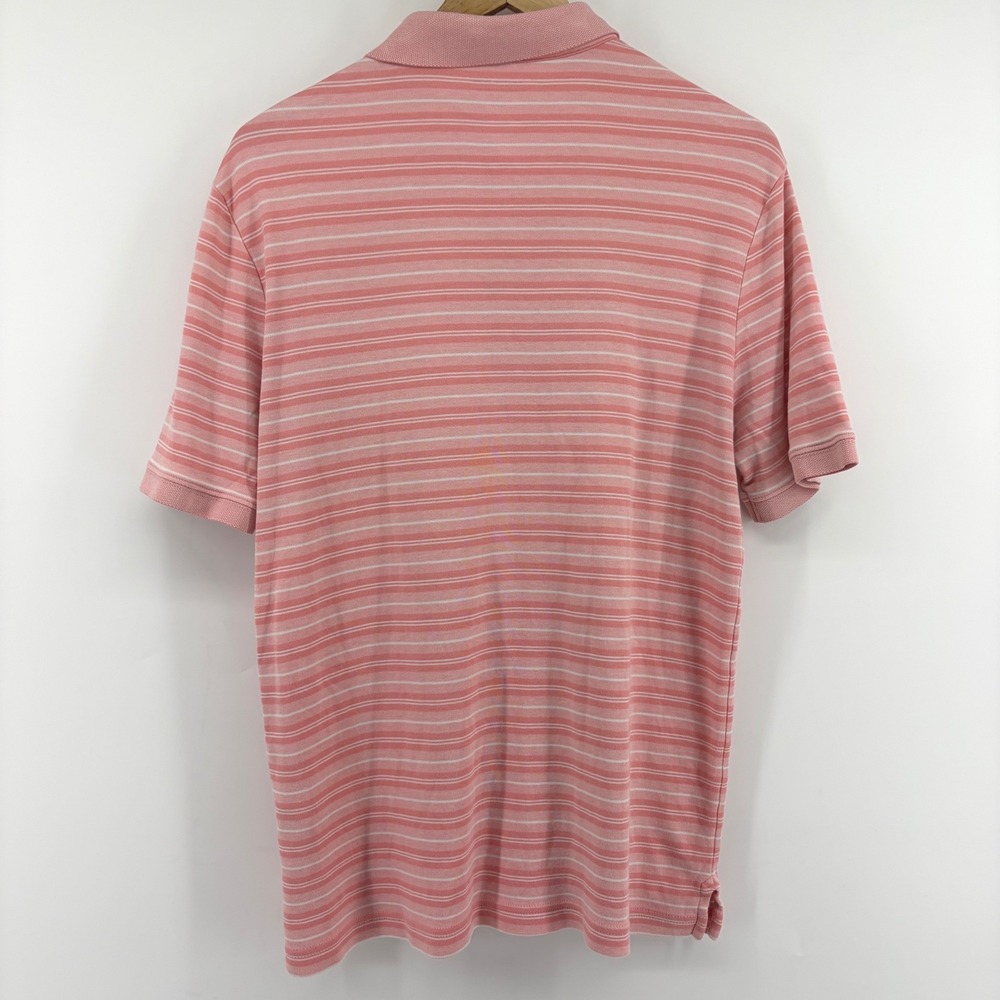 Lands End Mens Pink Striped Supima‎ Cotton Traditional Fit Polo Shirt Size M/T - Picture 4 of 9